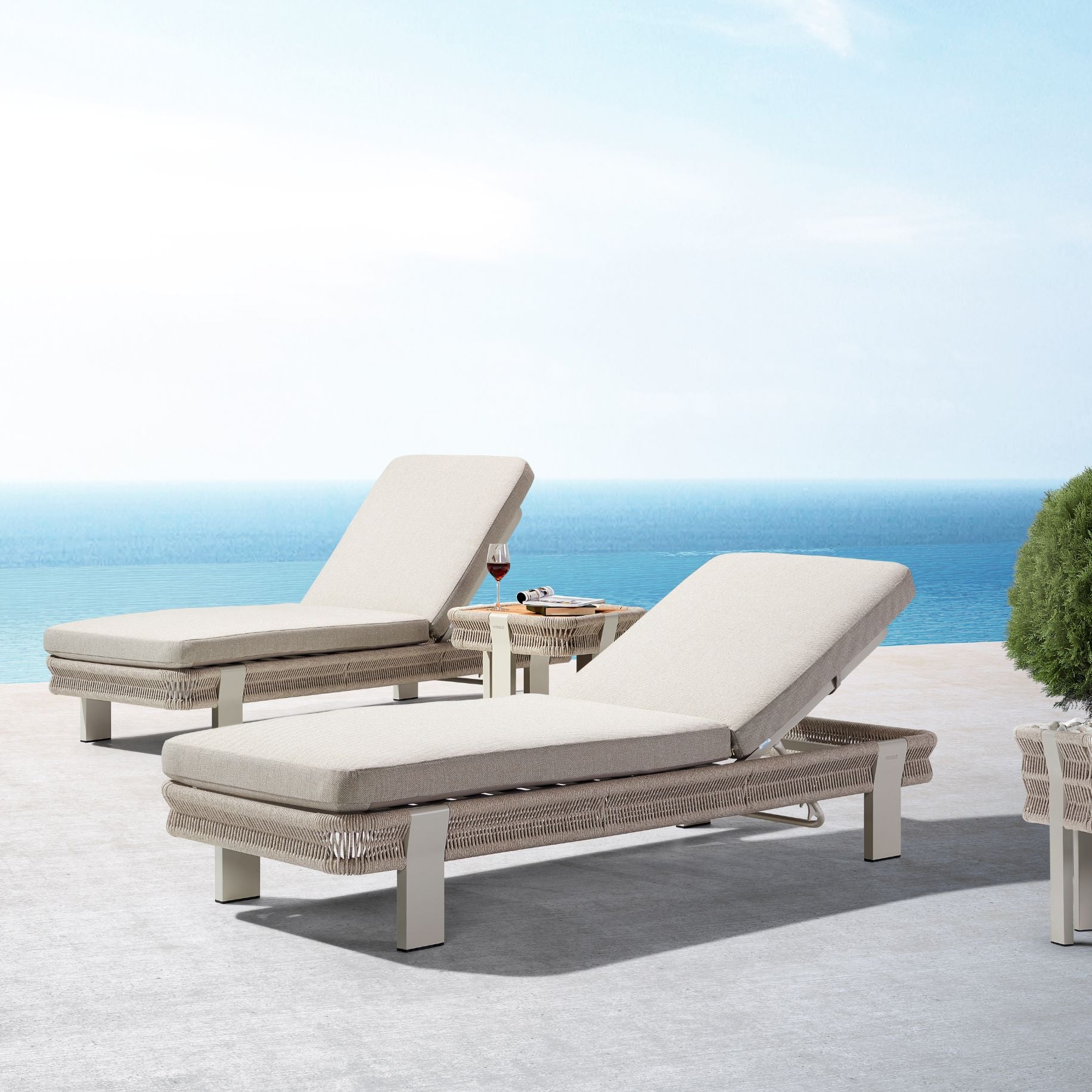 Borromeo Comfort 2er-Set Gartenliege inkl. Beistelltisch