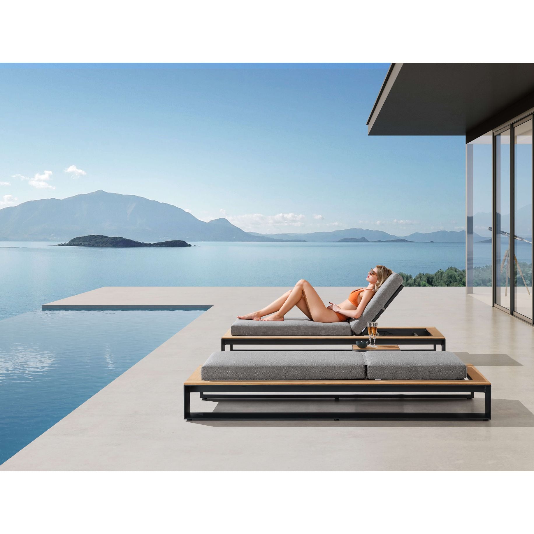 Cambusa Gartenliegen 2er-Set inkl. Beistelltisch